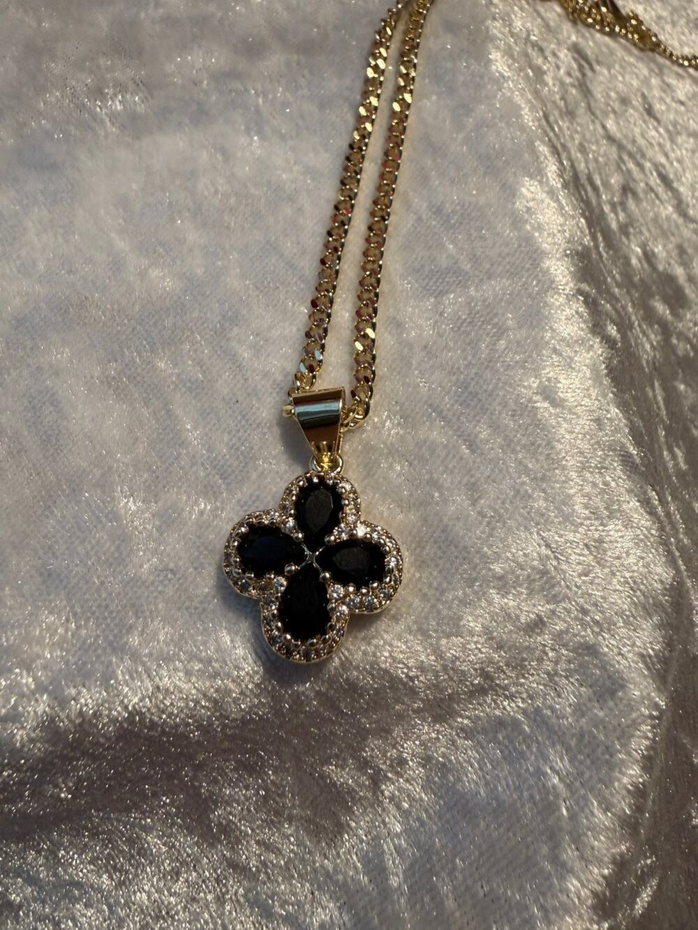 New Gold Plated Floral Necklace with CZ Stones